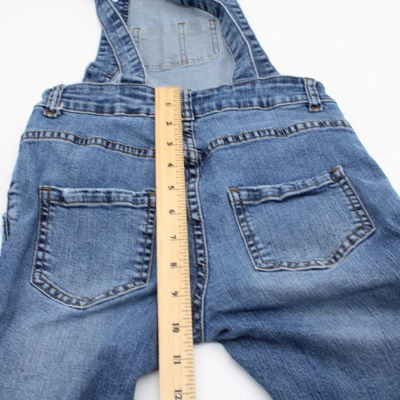Kiss & Cry Size 1 Distressed Denim Bib Girls Skinny Overalls - Picture 8 of 9